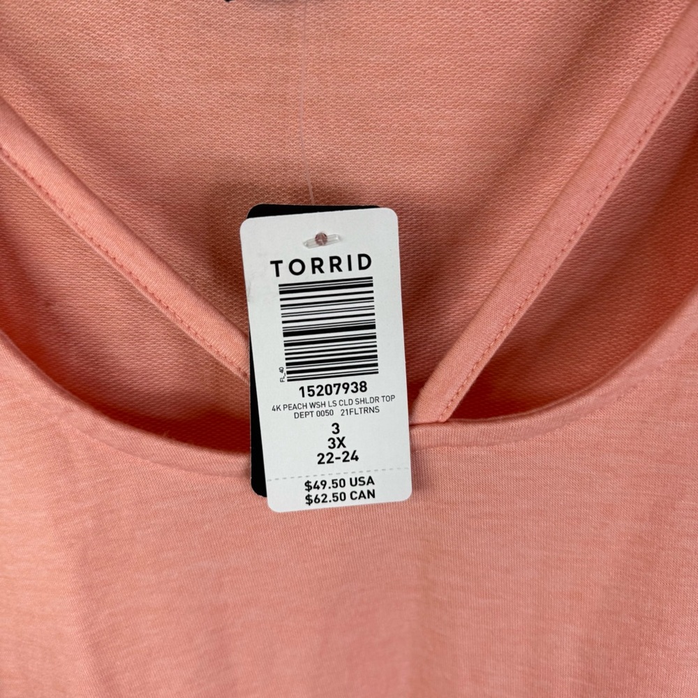 NWT Torrid 3X Cold Shoulder Coral Knit Long Sleeve Top Career Office Wear - Picture 2 of 8